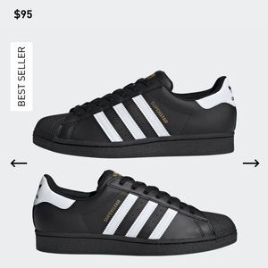 Black adidas superstar rubber shell sneakers size 6 1/2